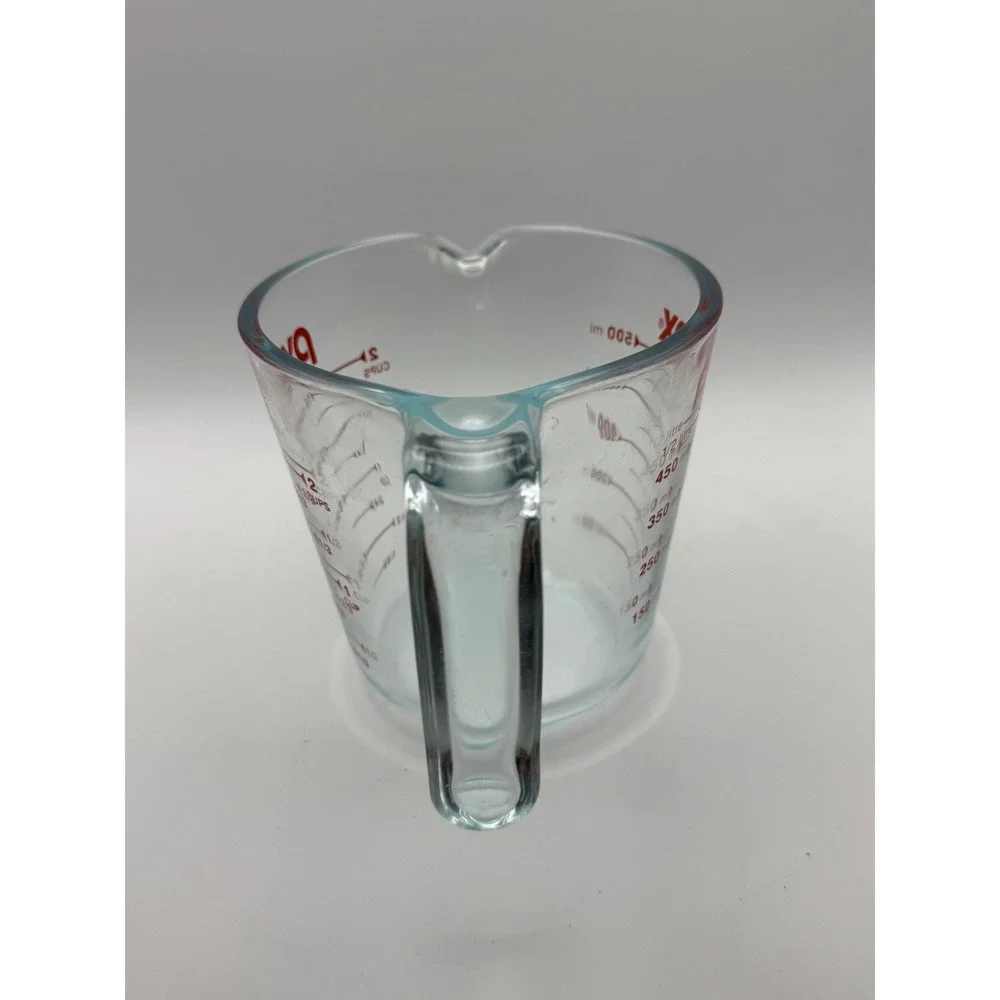 Pyrex 2 Cup‎ Glass Measuring Cup 16oz 500ml Red Lettering Clear with Handle